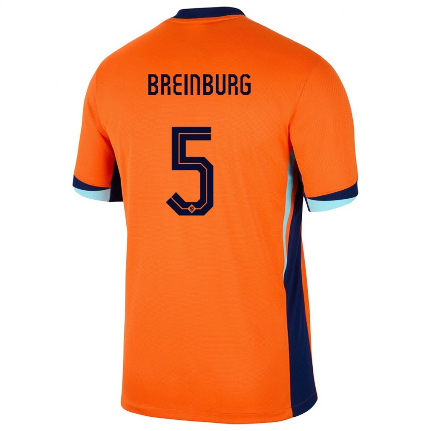 Heren Nederland Rainey Breinburg #5 Oranje Thuisshirt Thuistenue 24-26 T-Shirt