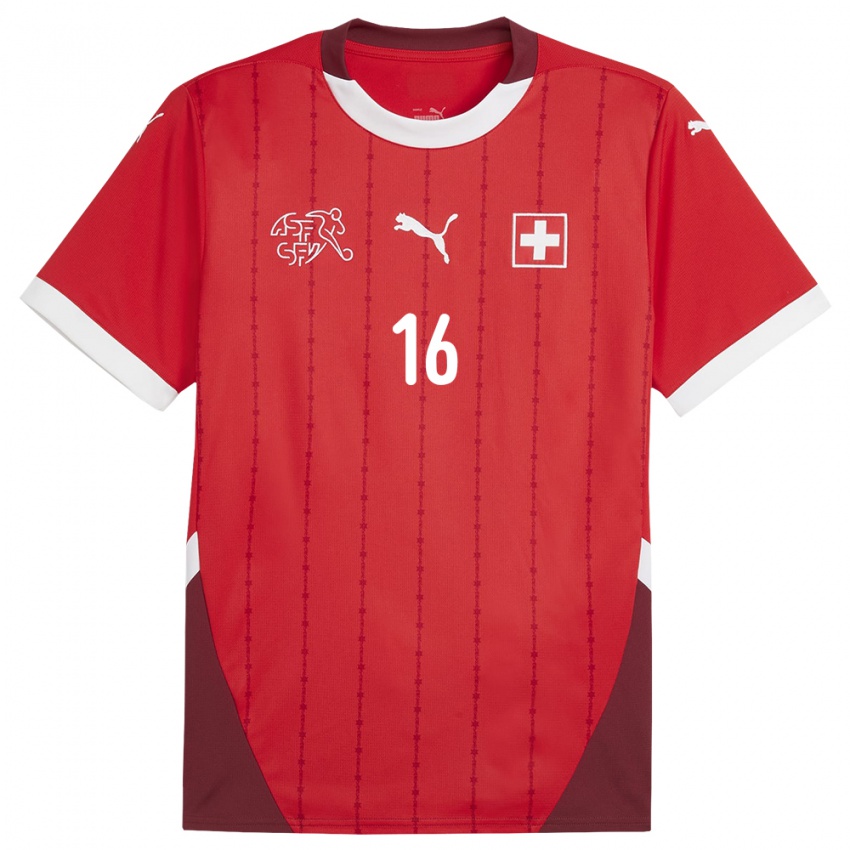 Heren Zwitserland Christian Fassnacht #16 Rood Thuisshirt Thuistenue 24-26 T-Shirt