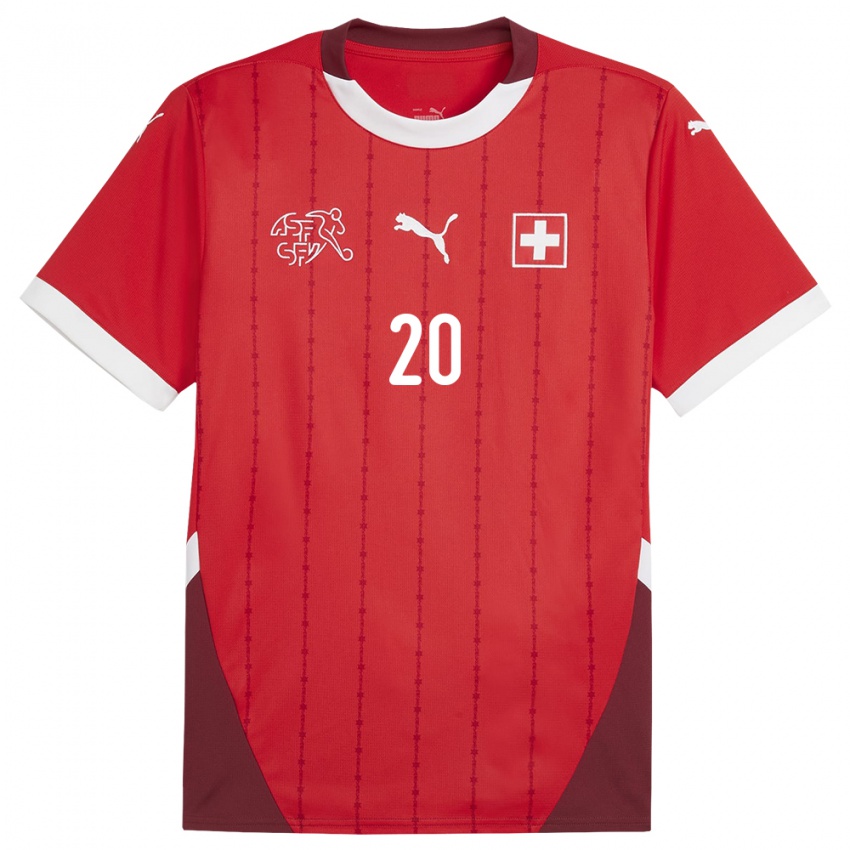 Heren Zwitserland Amin Hajoubi #20 Rood Thuisshirt Thuistenue 24-26 T-Shirt