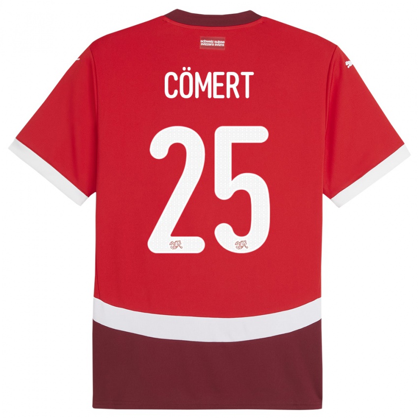 Heren Zwitserland Eray Comert #25 Rood Thuisshirt Thuistenue 24-26 T-Shirt