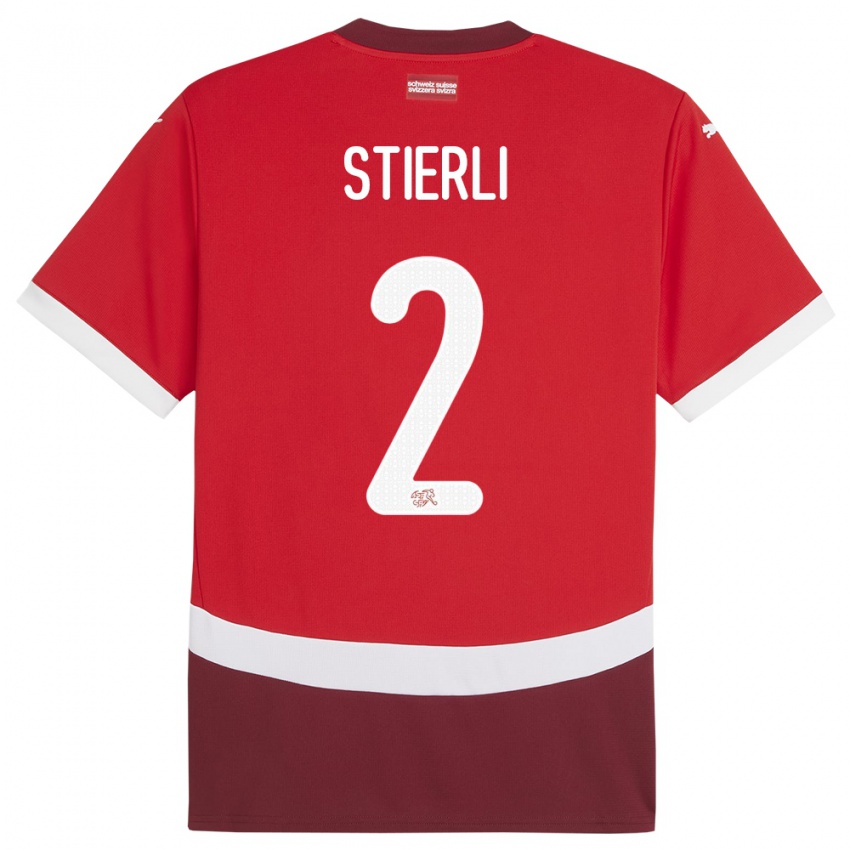 Heren Zwitserland Julia Stierli #2 Rood Thuisshirt Thuistenue 24-26 T-Shirt