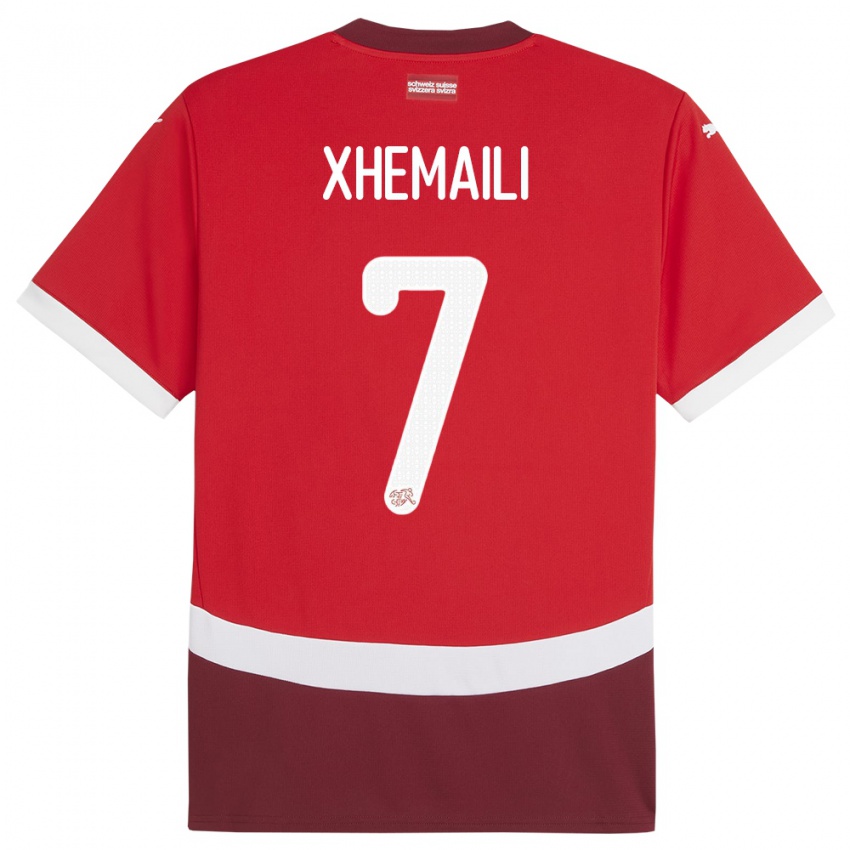 Heren Zwitserland Riola Xhemaili #7 Rood Thuisshirt Thuistenue 24-26 T-Shirt