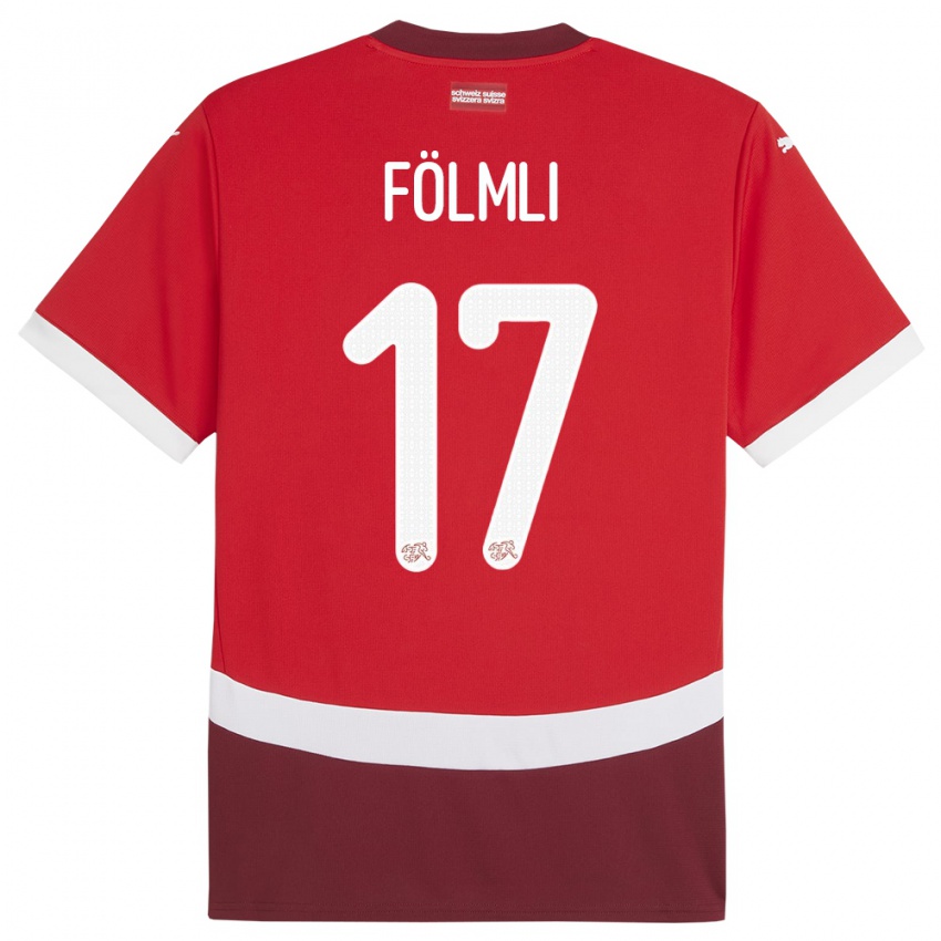 Heren Zwitserland Svenja Folmli #17 Rood Thuisshirt Thuistenue 24-26 T-Shirt