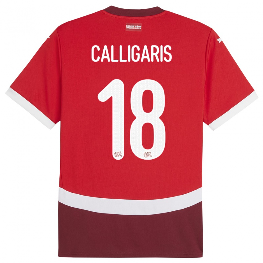 Heren Zwitserland Viola Calligaris #18 Rood Thuisshirt Thuistenue 24-26 T-Shirt