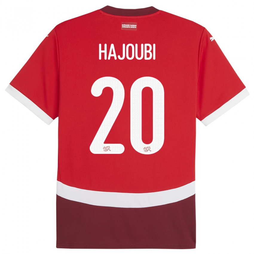 Heren Zwitserland Amin Hajoubi #20 Rood Thuisshirt Thuistenue 24-26 T-Shirt