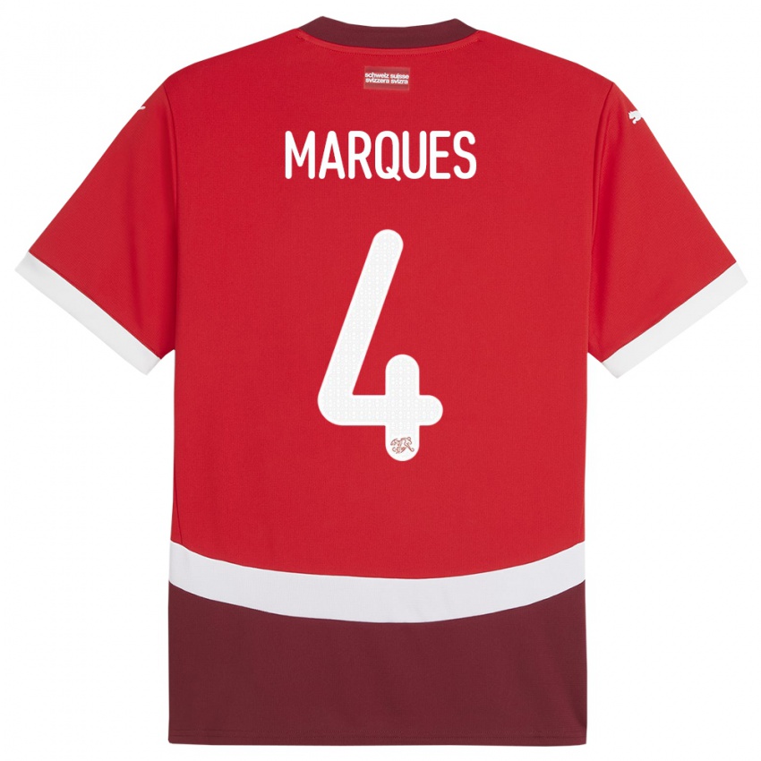 Heren Zwitserland Christian Marques #4 Rood Thuisshirt Thuistenue 24-26 T-Shirt