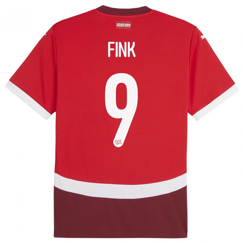 Heren Zwitserland Bradley Fink #9 Rood Thuisshirt Thuistenue 24-26 T-Shirt