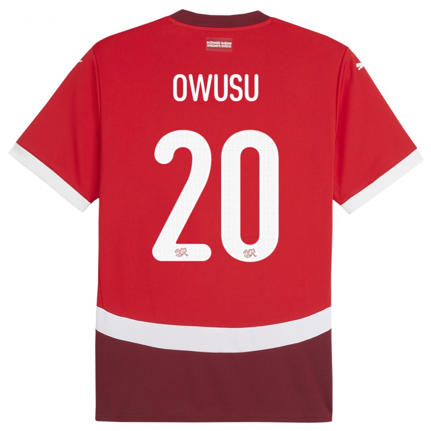 Heren Zwitserland Tyron Owusu #20 Rood Thuisshirt Thuistenue 24-26 T-Shirt