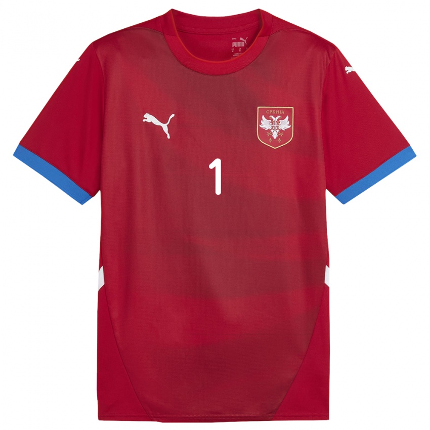 Heren Servië Luka Lijeskic #1 Rood Thuisshirt Thuistenue 24-26 T-Shirt