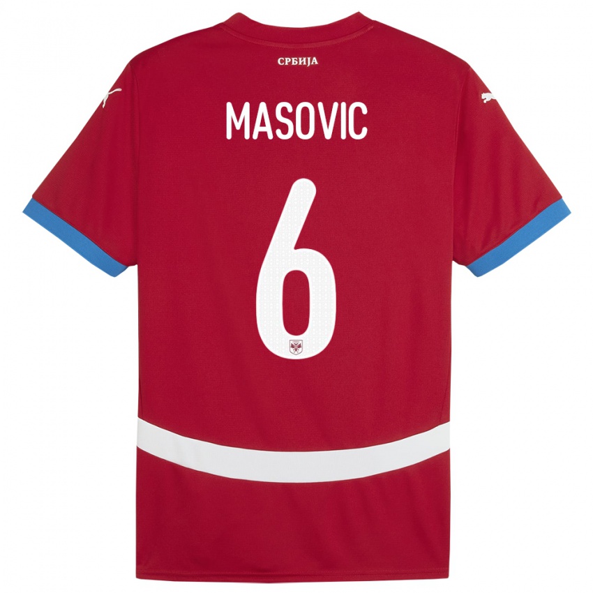Heren Servië Erhan Masovic #6 Rood Thuisshirt Thuistenue 24-26 T-Shirt