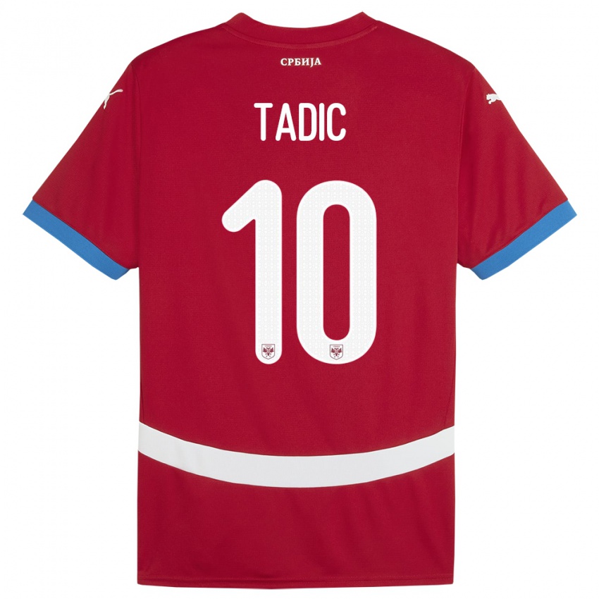 Heren Servië Dusan Tadic #10 Rood Thuisshirt Thuistenue 24-26 T-Shirt