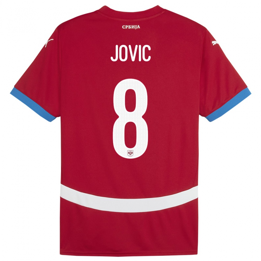 Heren Servië Luka Jovic #8 Rood Thuisshirt Thuistenue 24-26 T-Shirt