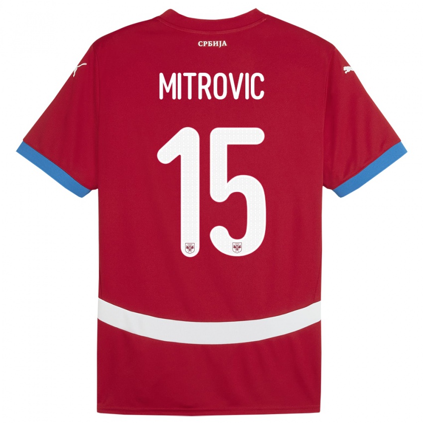 Heren Servië Stefan Mitrovic #15 Rood Thuisshirt Thuistenue 24-26 T-Shirt
