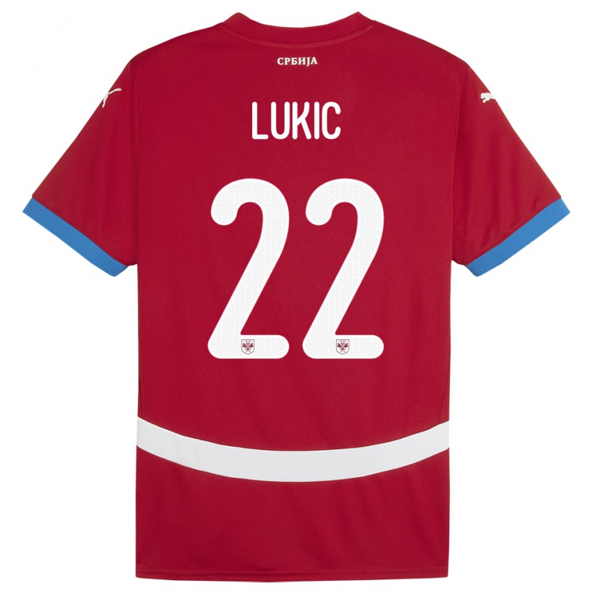 Heren Servië Sasa Lukic #22 Rood Thuisshirt Thuistenue 24-26 T-Shirt