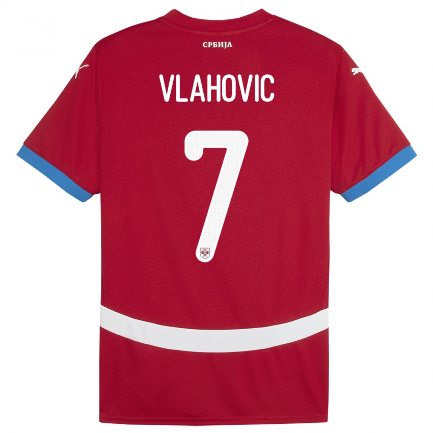 Heren Servië Dusan Vlahovic #7 Rood Thuisshirt Thuistenue 24-26 T-Shirt