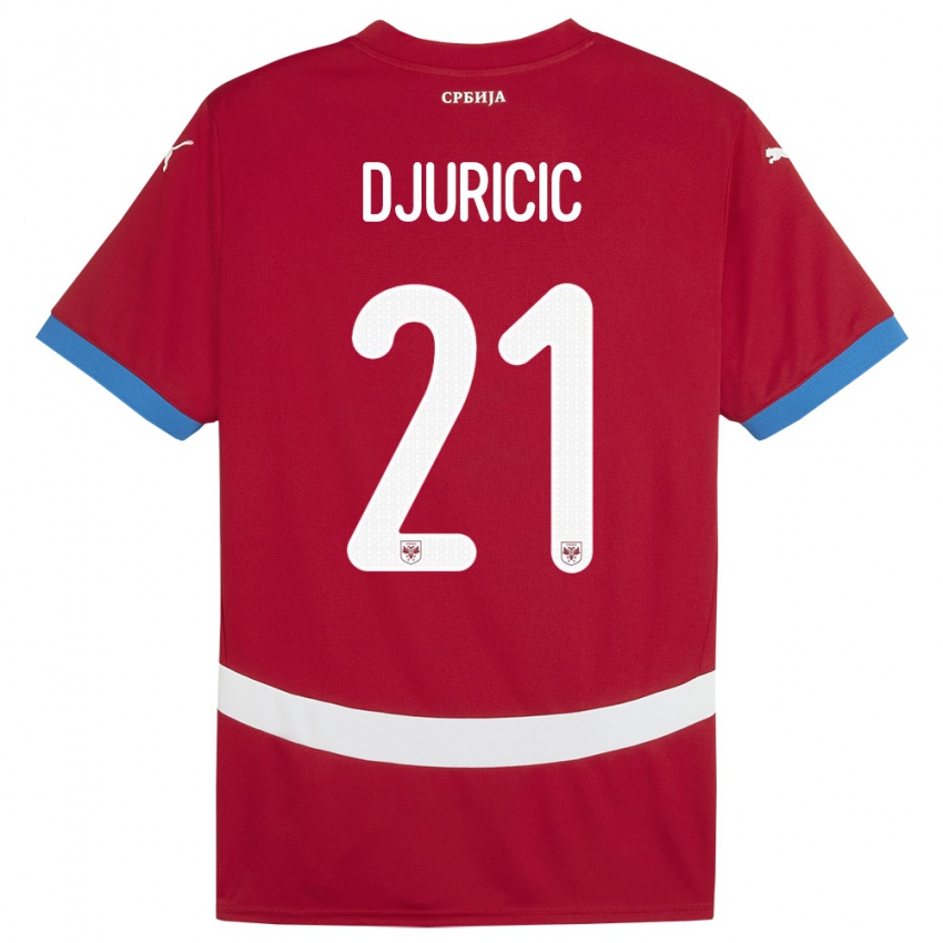 Heren Servië Filip Djuricic #21 Rood Thuisshirt Thuistenue 24-26 T-Shirt
