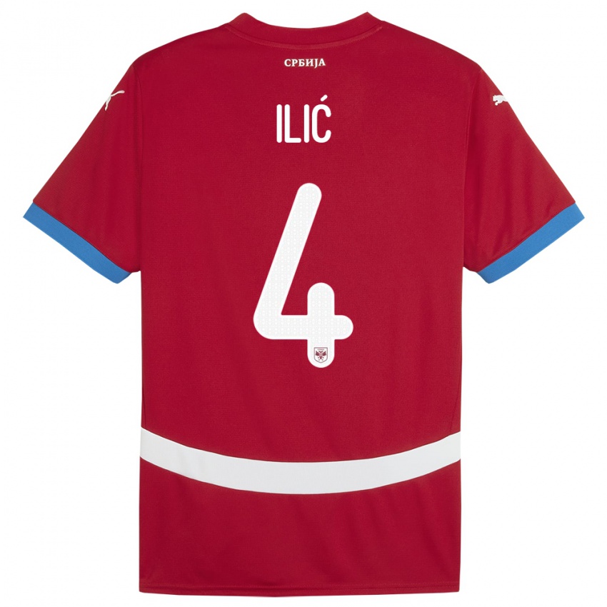 Heren Servië Marija Ilic #4 Rood Thuisshirt Thuistenue 24-26 T-Shirt