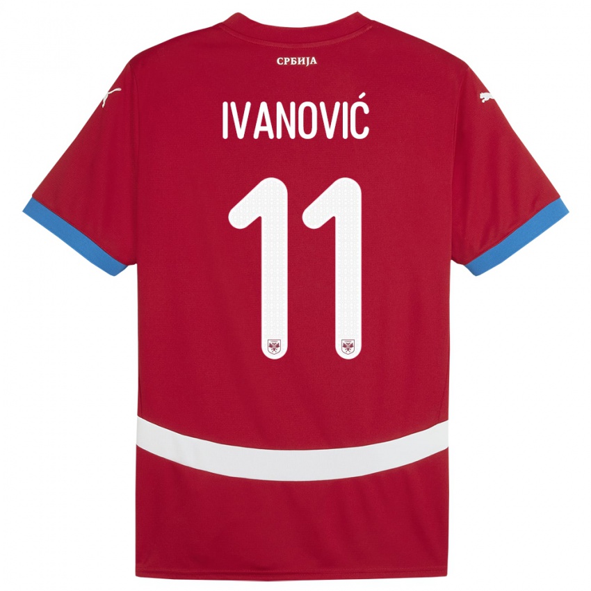 Heren Servië Miljana Ivanovic #11 Rood Thuisshirt Thuistenue 24-26 T-Shirt