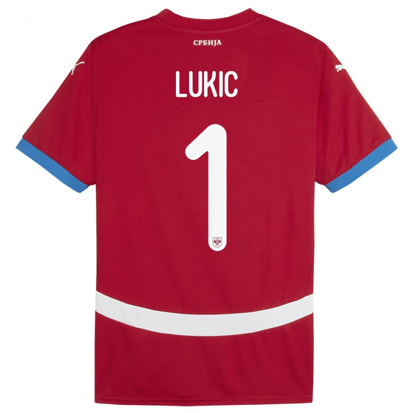 Heren Servië Ognjen Lukic #1 Rood Thuisshirt Thuistenue 24-26 T-Shirt