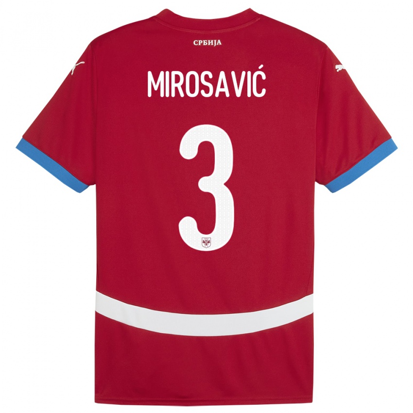 Heren Servië Veljko Mirosavic #3 Rood Thuisshirt Thuistenue 24-26 T-Shirt