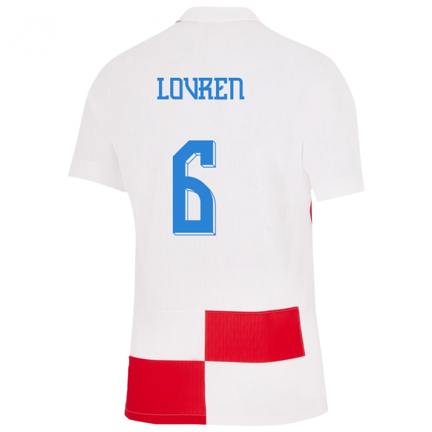 Heren Kroatië Dejan Lovren #6 Wit Rood Thuisshirt Thuistenue 24-26 T-Shirt