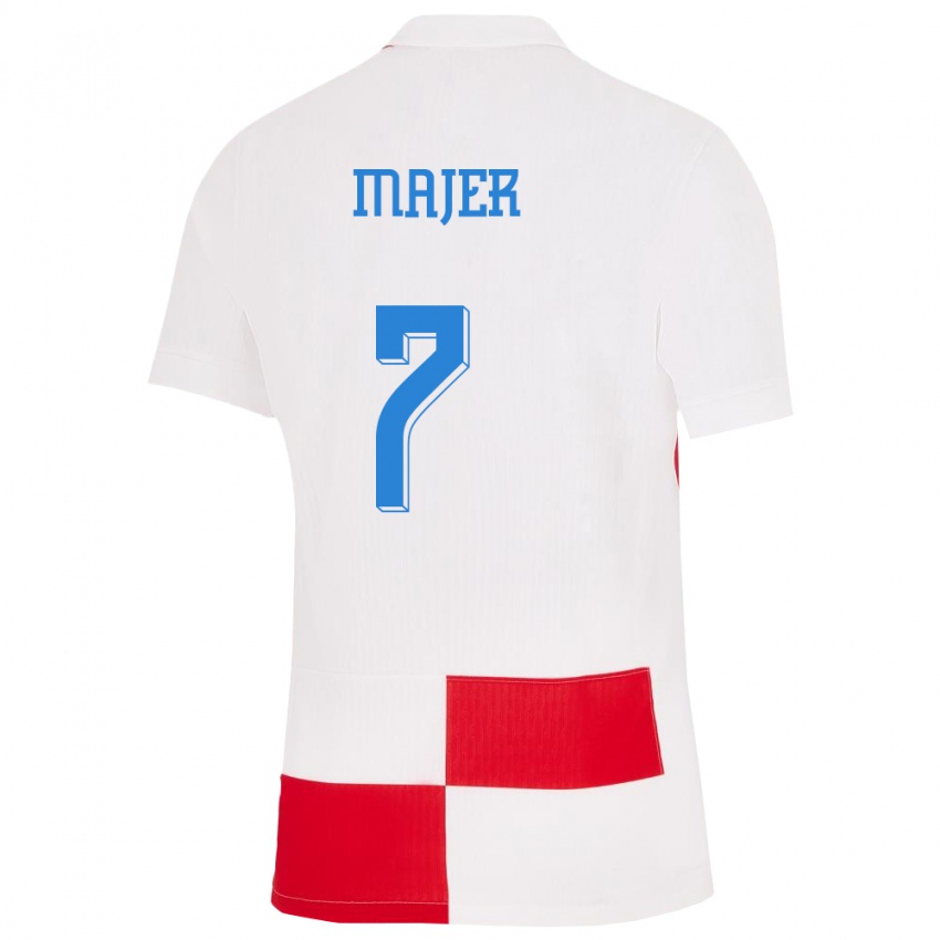 Heren Kroatië Lovro Majer #7 Wit Rood Thuisshirt Thuistenue 24-26 T-Shirt