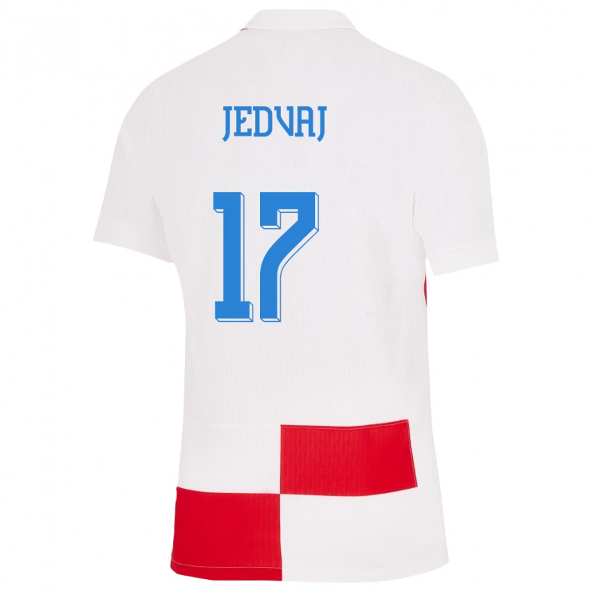 Heren Kroatië Karla Jedvaj #17 Wit Rood Thuisshirt Thuistenue 24-26 T-Shirt