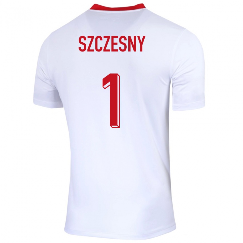 Heren Polen Wojciech Szczesny #1 Wit Thuisshirt Thuistenue 24-26 T-Shirt