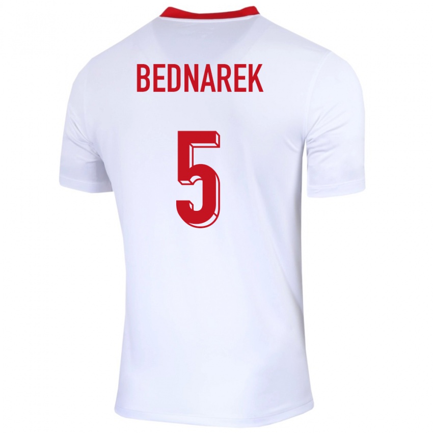 Heren Polen Jan Bednarek #5 Wit Thuisshirt Thuistenue 24-26 T-Shirt