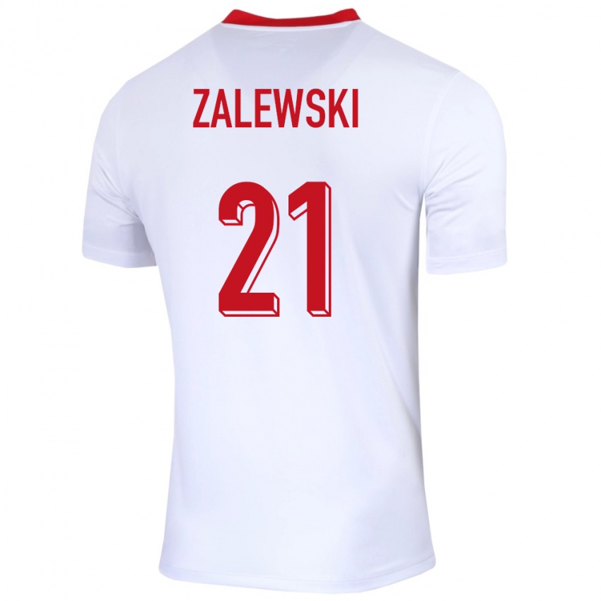 Heren Polen Nicola Zalewski #21 Wit Thuisshirt Thuistenue 24-26 T-Shirt