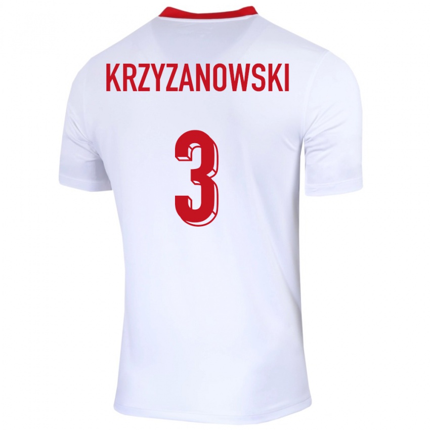 Heren Polen Jakub Krzyzanowski #3 Wit Thuisshirt Thuistenue 24-26 T-Shirt