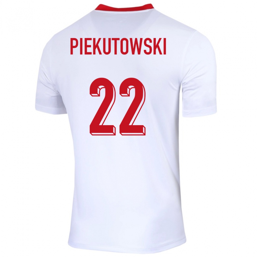 Heren Polen Milosz Piekutowski #22 Wit Thuisshirt Thuistenue 24-26 T-Shirt