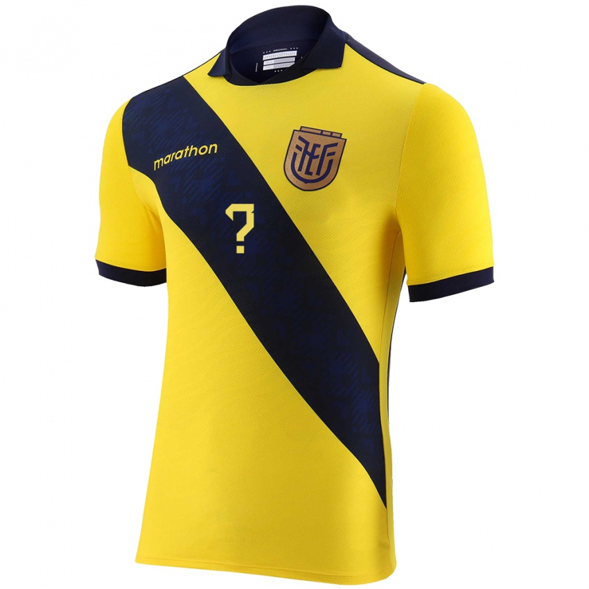 Heren Ecuador Uw Naam #0 Geel Thuisshirt Thuistenue 24-26 T-Shirt