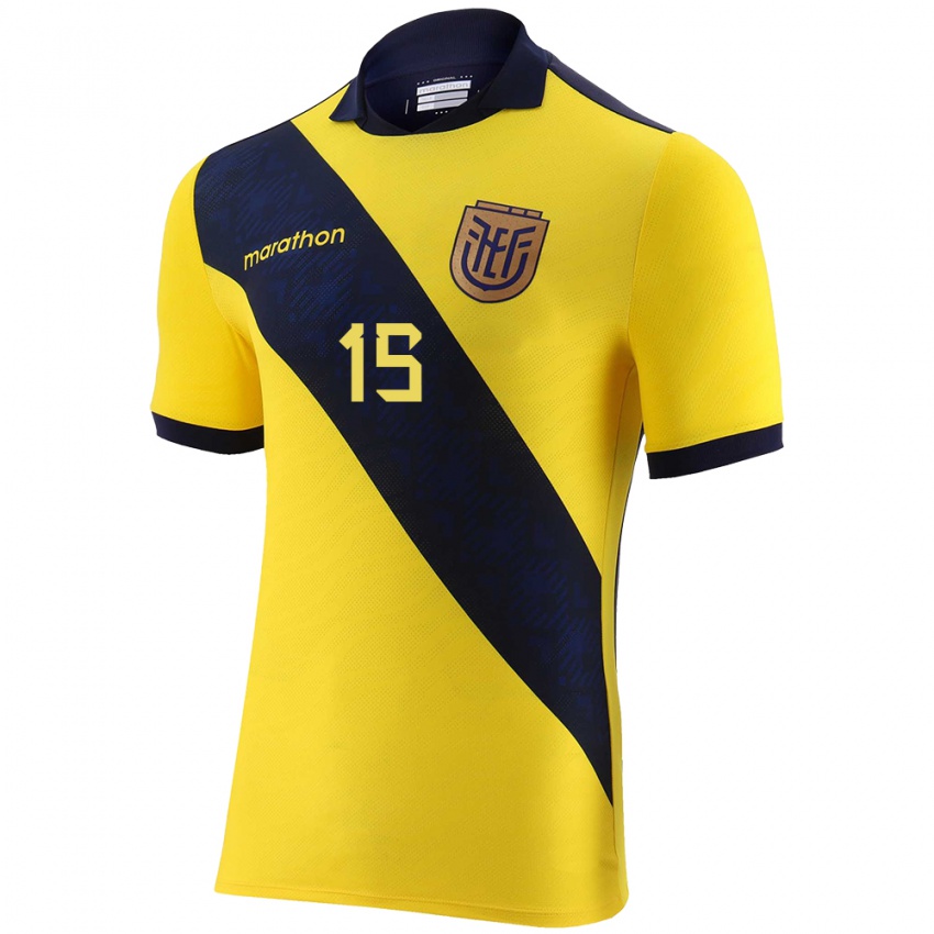 Heren Ecuador Nicole Charcopa #15 Geel Thuisshirt Thuistenue 24-26 T-Shirt