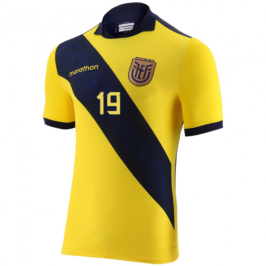 Heren Ecuador Gonzalo Plata #19 Geel Thuisshirt Thuistenue 24-26 T-Shirt