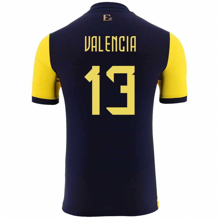 Heren Ecuador Enner Valencia #13 Geel Thuisshirt Thuistenue 24-26 T-Shirt