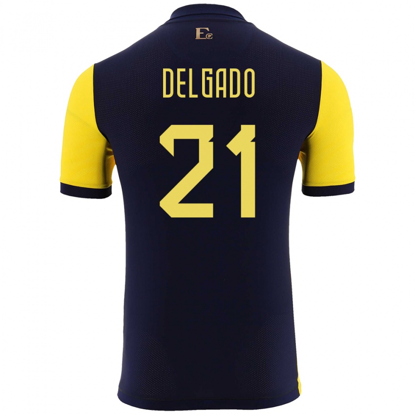 Heren Ecuador Patrickson Delgado #21 Geel Thuisshirt Thuistenue 24-26 T-Shirt