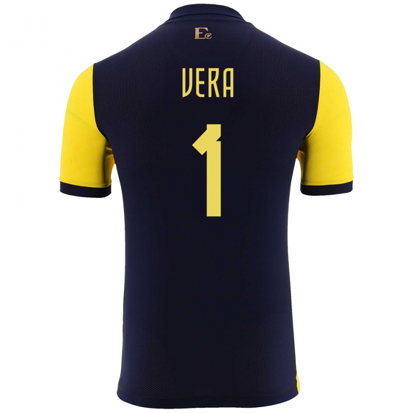 Heren Ecuador Andrea Vera #1 Geel Thuisshirt Thuistenue 24-26 T-Shirt