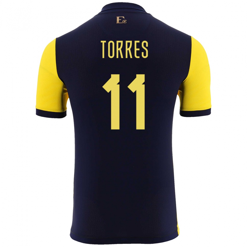 Heren Ecuador Ambar Torres #11 Geel Thuisshirt Thuistenue 24-26 T-Shirt