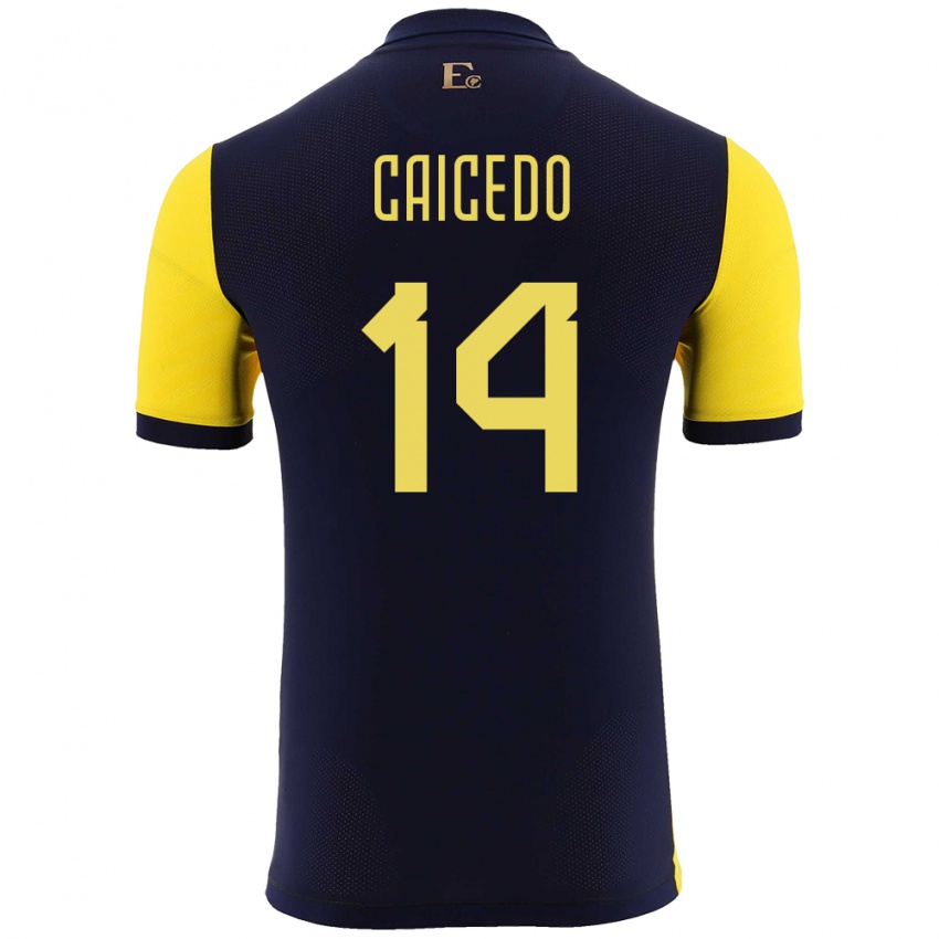 Heren Ecuador Carina Caicedo #14 Geel Thuisshirt Thuistenue 24-26 T-Shirt
