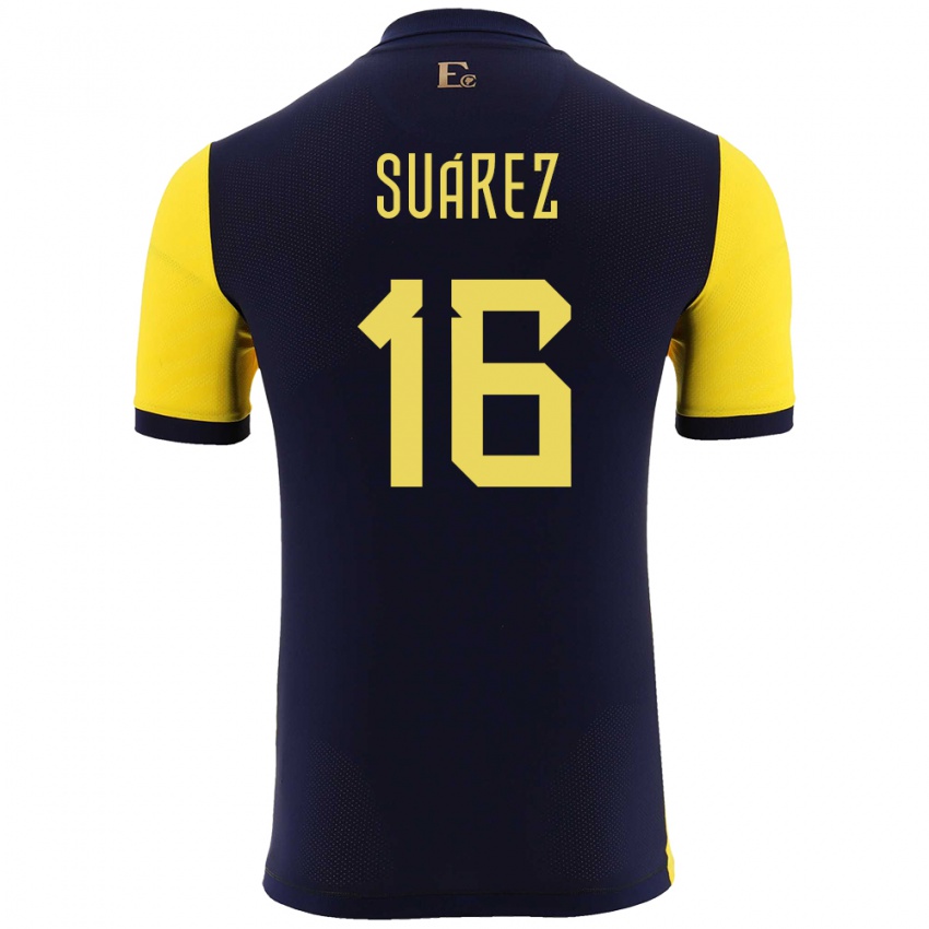 Heren Ecuador Ariel Suarez #16 Geel Thuisshirt Thuistenue 24-26 T-Shirt