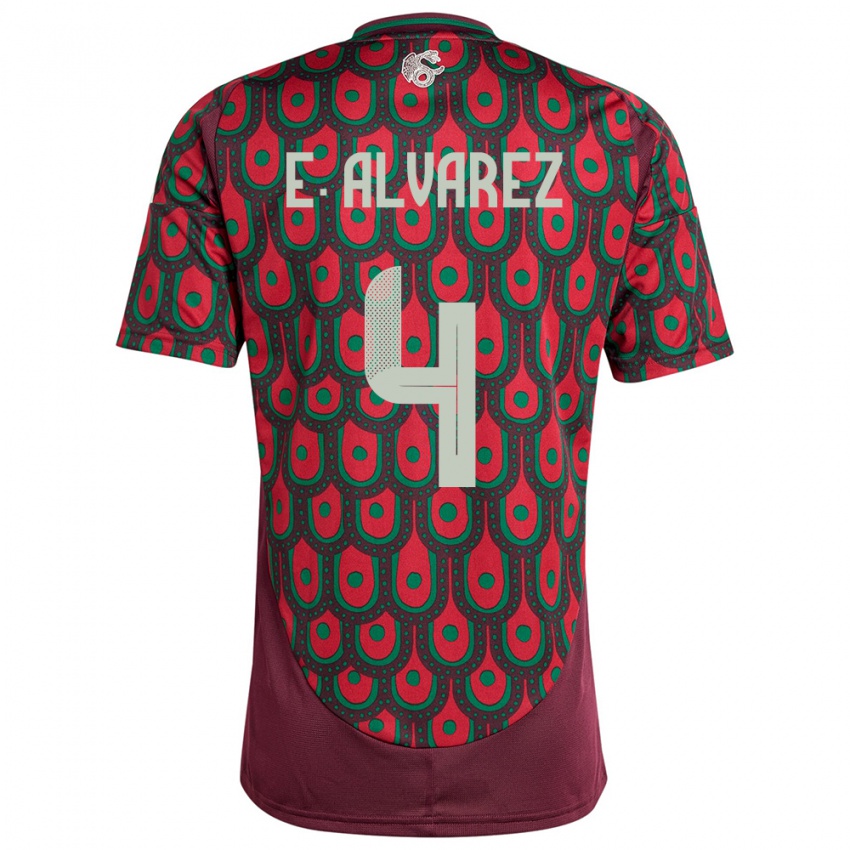 Heren Mexico Edson Alvarez #4 Kastanjebruin Thuisshirt Thuistenue 24-26 T-Shirt