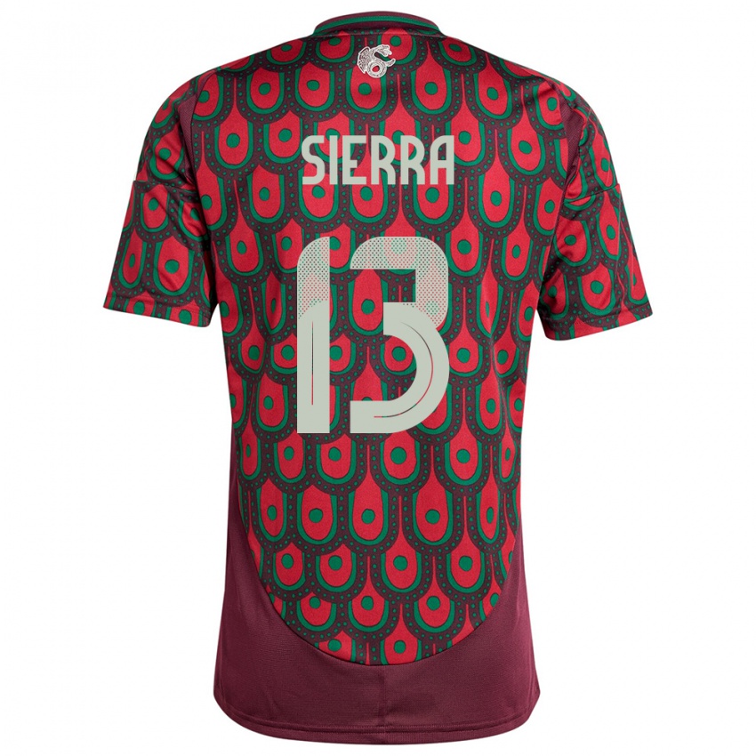 Heren Mexico Bianca Sierra #13 Kastanjebruin Thuisshirt Thuistenue 24-26 T-Shirt