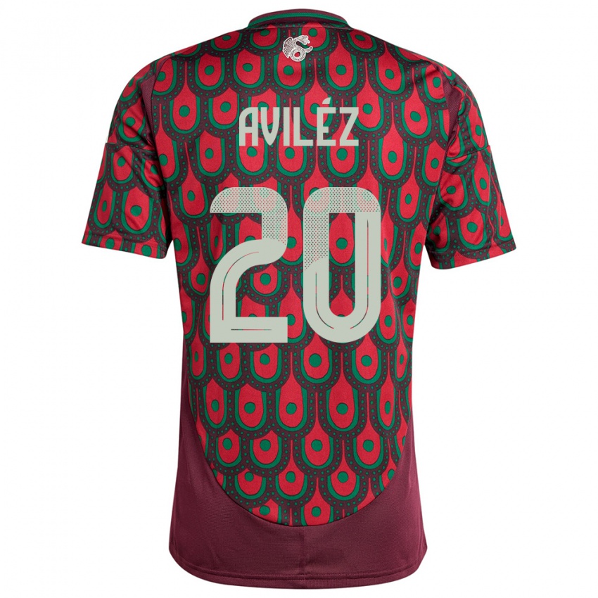 Heren Mexico Aylin Avilez #20 Kastanjebruin Thuisshirt Thuistenue 24-26 T-Shirt