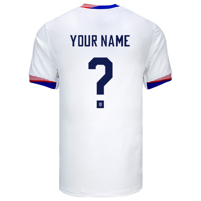 Heren Verenigde Staten Uw Naam #0 Wit Thuisshirt Thuistenue 24-26 T-Shirt