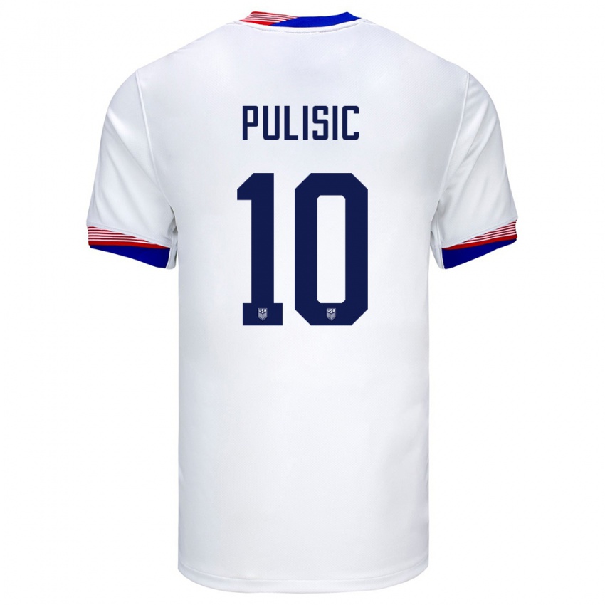 Heren Verenigde Staten Christian Pulisic #10 Wit Thuisshirt Thuistenue 24-26 T-Shirt