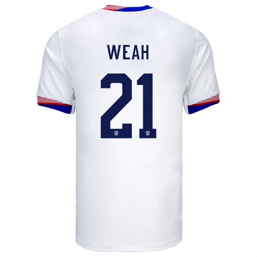 Heren Verenigde Staten Timothy Weah #21 Wit Thuisshirt Thuistenue 24-26 T-Shirt