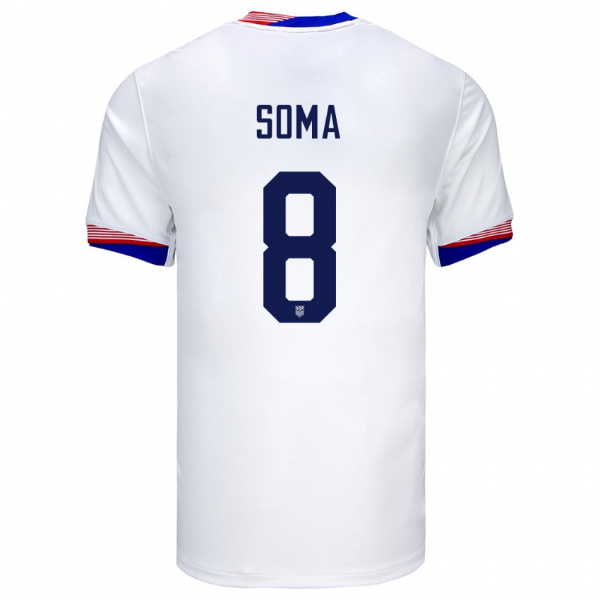 Heren Verenigde Staten Pedro Soma #8 Wit Thuisshirt Thuistenue 24-26 T-Shirt