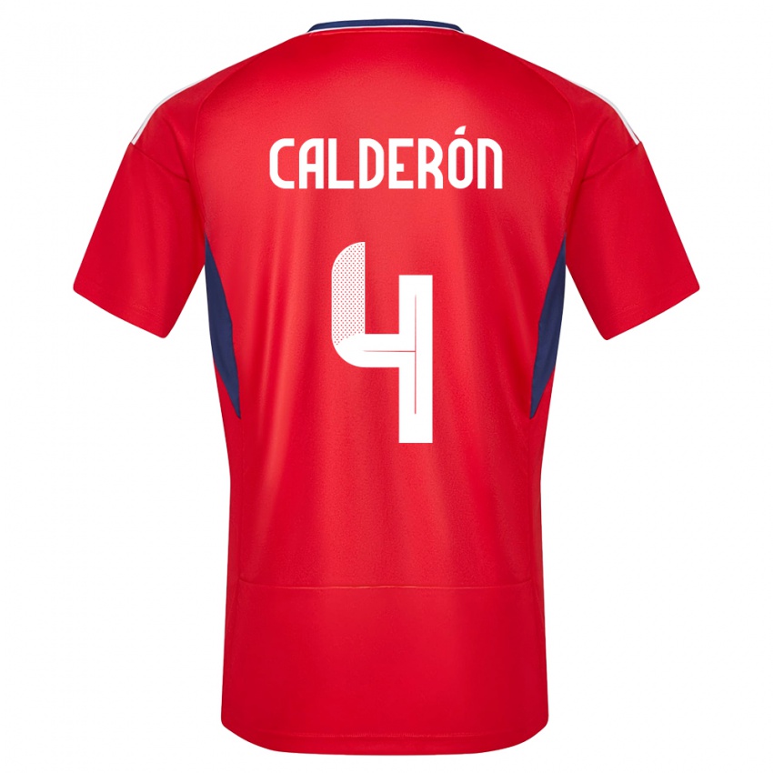 Heren Costa Rica Brandon Calderon #4 Rood Thuisshirt Thuistenue 24-26 T-Shirt