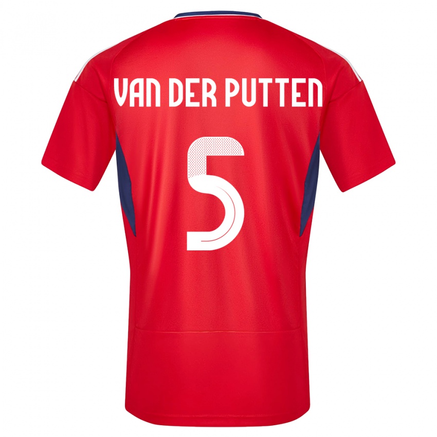 Heren Costa Rica Santiago Van Der Putten #5 Rood Thuisshirt Thuistenue 24-26 T-Shirt